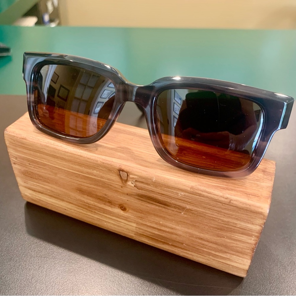 Grey Smoke Acetate Rectangular Sunglasses